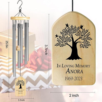 Memorial Wind Chimes - Personalized Sympathy Gifts for Loss of Loved One - 25.6 inches