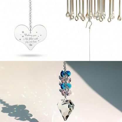 Crystal Heart Suncatcher Kit for Indoor Window Hanging Prism,Healing Rainbow Maker, for Her Birthday and Holidays, Room Garden Outdoor Decor, Pet Gift (Pastel)
