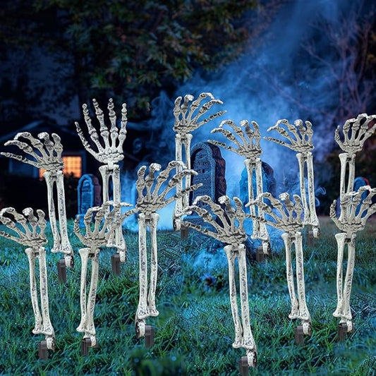 AISENO 12PC Realistic Skeleton Arm Stakes Halloween Decorations for Lawn Stakes Garden Groundbreaker Halloween Skeleton Decoration
