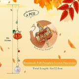 HDCRYSTALGIFTS Set 4 Fall Pumpkin Suncatchers Crystals Sun Catchers Indoor Window Hanging Thanksgiving Christmas Tree Decorations for Farmhouse Harvest Autumn Xmas Home Party Decor