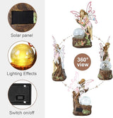 Garden Fairy Statue Outdoor Decor-Solar Flower Fairy Figurines-Garden Fairies Statues Decoration for Outside Lawn Yard Patio,Garden Ornament Gift,Tall 11.8 Inches
