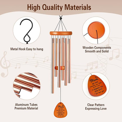 Gifts for Mom, Wind Chimes for Mom, Perfect Mother's Day Present for Mother, Birthday Gift from Daughter Son, Love Reminder Gifts for Birthday Thanksgiving Christmas Anniversary (Rose Gold)
