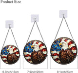 Eagle Stained Glass Suncather for Window Hanging, 7.9'' American Bald Eagle Ornament Gift for Men, Patriotic Wall Art Home Decor Gift for Father's Day Independence Day (Brown, 7.9'')