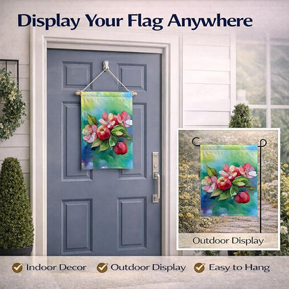 Caroline's Treasures Arkansas Apple Blossom in Watercolor Garden Flag Mailbox Flag Decorative Yard Flag Banner Outside Patio Artwork Yard Flower Beds, Garden Size, Multicolor