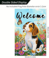 BlissYard Welcome Garden Flag Double Sided 12x18 Inch Cute Beagle Dog Flowers Seasonal Spring Small Flags For Outside Outdoor Decor Yard Farmhouse Holiday Spring Summer Decorations Yard Flags