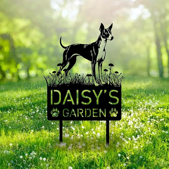 Custom Ibizan Hound Dog Metal Memorial Garden Stake Personalized Pet Grave Marker Name Sign Remembrance Stake Decor Sympathy Dog Loss,Outdoor Statues for Yard Garden Lawn Patio Pathway Grave.