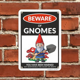 SmartSign Funny Beware Of Gnomes Warning Sign - 10"x7", 40 mil Laminated Rust-free Aluminum - Metal Signs for Wall Decor, Outdoors, Patio, Gifts, Bar, Club, Cafe - Gnomes Theme, Made in USA