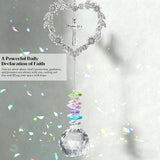 Christian Gifts for Women, Heart-Shaped Suncatcher with Cross - Religious Birthday Ornament with Scripture The Lord is My Light and My Salvation - Inspirational Catholic Spiritual Gifts