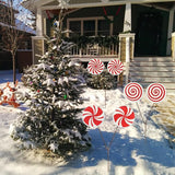 Christmas Candy Cane Lollipop Yard Stakes, Outdoor Holiday Decorations, Peppermint swirPathway Markers, Festive Garden Lawn Decor for Christmas Party and Winter Display, Set of 3