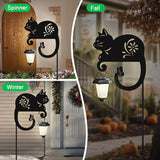Cat Solar Lights Outdoor,Metal Black Cat Yard Decorations Outside for Garden Decor Stake,Solar Lights for Pathway,Women Gifts