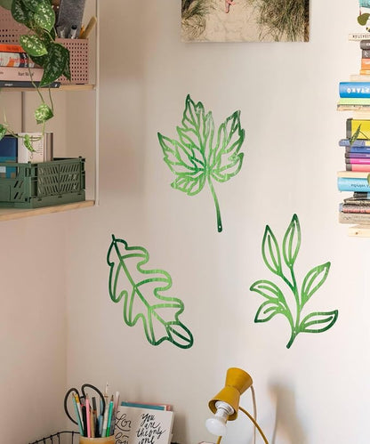 Putuo Decor 3Pcs Leaf Wall Art Metal Botanical Wall Decor, Tropical Nature-Inspired Wall Plant Decor for Living Room, Bedroom, Bathroom, Home Decor(Green)