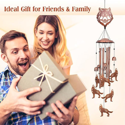Wolf Wind Chimes for Outside,Wolf Gifts for Men Women/Memorial Gift/House Warming Gift/Birthday Gifts Metal windchimes Outdoors/Indoors,Garden Decor,Patio,Home,Porch,Yard Decorations