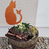 Sitting Cat Garden Statue Rustic Iron Outdoor Ornament for Yard or Patio Decoration(Sitting cat)