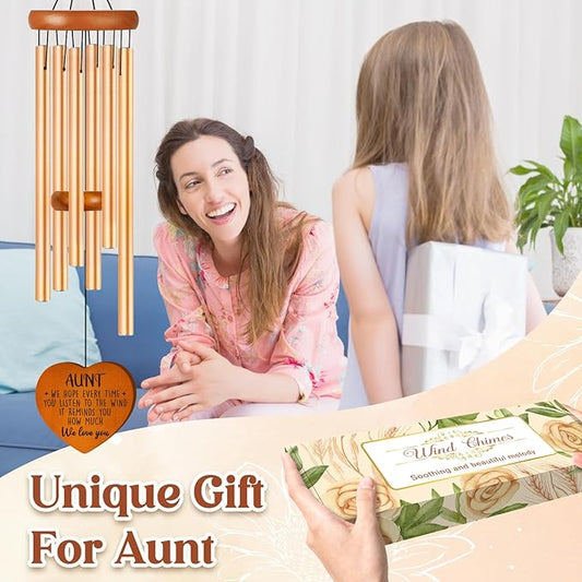 Aunt Gifts for Women, Birthday Gifts for Aunt from Niece Nephew, 36 Inches Unique Aunt Wind Chime, Large Garden Decor, Mothers Day Christmas Thanksgiving