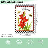 IVN Welcome Garden Flag 12x18 Inch Double Sided Spring Summer Garden Yard Flags Red Gladiolus Flowers Bees Decorative Small Flags for Outdoor Seasonal Front Door Lawn Porch Patio Decor Yard Flag