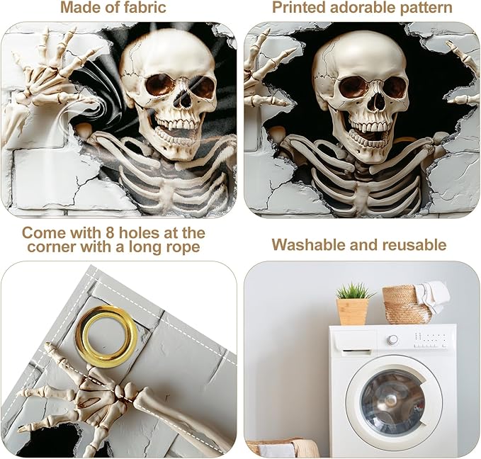 6 x 13 ft Halloween Garage Door Decorations Halloween decorations Witch Door Cover, Hanging Banner, Cauldron Backdrop Mural for Home, Outdoor, Indoor, Spooky Party, Wall, Window (Skull-2, 6 x 13 ft)