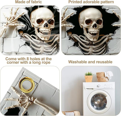 6 x 13 ft Halloween Garage Door Decorations Halloween decorations Witch Door Cover, Hanging Banner, Cauldron Backdrop Mural for Home, Outdoor, Indoor, Spooky Party, Wall, Window (Skull-2, 6 x 13 ft)