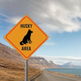 Husky Crossing Xing Sign Beware of Husky Dog Metal Sign Husky Funny Warning Sign Crossing Zone Sign for Farm Yard Front Door Indoor Outdoor Street Sign 10x10in