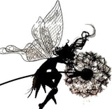 Flower Fairy Dancing with Dandelion, Fairy Garden Sculptures, Angel Metal Ornaments Gardens Art Sculpture, Stainless Steel Statue Garden Ornaments Art Decorations for Outdoor Yard Lawn Patio (G_flat)