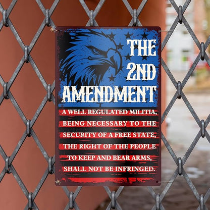 2nd Amendment Metal Tin Sign USA Patriotic Americana Wall Decor for Gun Room Firing Ranges Man Cave Garage Gun Owner Lovers Gift 8" x 12"