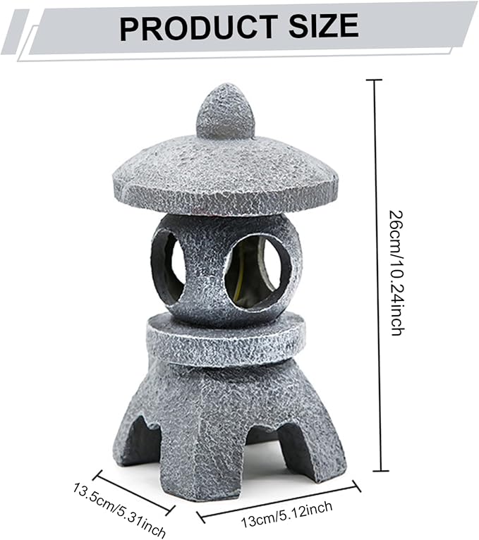 Pagoda Garden Statue, Japanese Pagoda Statues, Waterproof Solar Lantern, 5.1x5.3x10.2 inch Decorative for Garden Yard Lawn Balcony, Patio, Porch