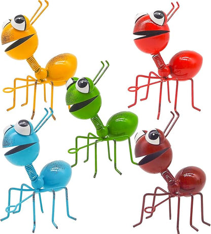 Cruis Cuka Metal Yard Art Cute Ant 5 Pcs Garden Decor for Outside Lawn Ornaments Porch Backyard Wall Sculpture Fence Decorations