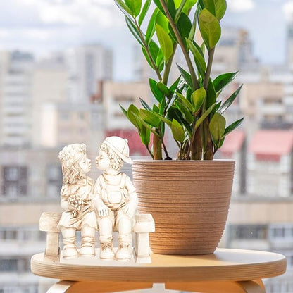 SUPVOX Resin Boy Girl Garden Statue Ornament Artistic Outdoor Decorative Figurines for Patio Lawn Tree Accent Fall Garden Decor Craftsmanship Resin Sculpture