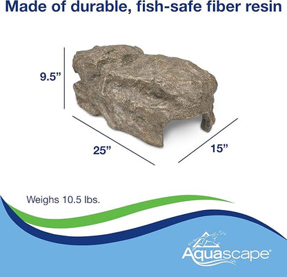 Aquascape Faux Rock Fish Cave, Decorative Shelter for Koi and Pond Fish, Natural-Looking Rock Design, 25-inch L x 15-inch W, 78418