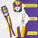 NOVWANG Mardi Gras Windsock, 40 Inch Wind Socks Mardi Gras Outdoor Decorations Purple Green Yellow Carnical Festive Flags for Yard Garden Home Party Hanging Decor
