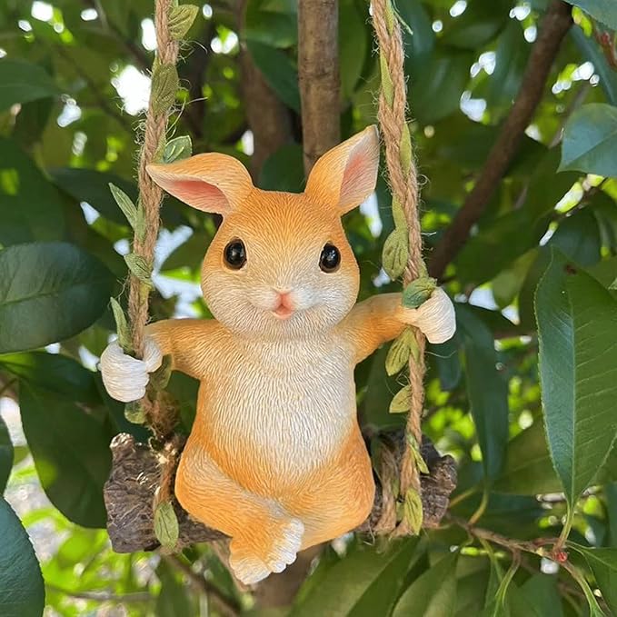 Garden Statues for Outside Yellow Rabbit Outdoor Statue Resin Yard Figurine, 10x7.5x13 cm Garden Décor & Indoor Decoration Durable Outdoor Garden Statues for Yard and Patio Gardening Gifts