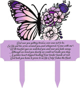 Memorial Grave Markers & Decorations - Weatherproof Metal Sympathy Plaques & Butterfly Stakes for Cemetery, Yard, Garden, Patio - Waterproof Remembrance Grave Stakes for Outdoors