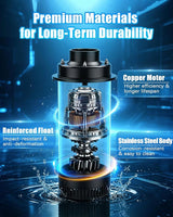 Pond Fountain Pump for Outdoor Pond – 1HP 750W 15000 GPH Submersible, 360° Circulation & Oxygenation, Dual Spray, Garden, Backyard, Fish Pond, Irrigation