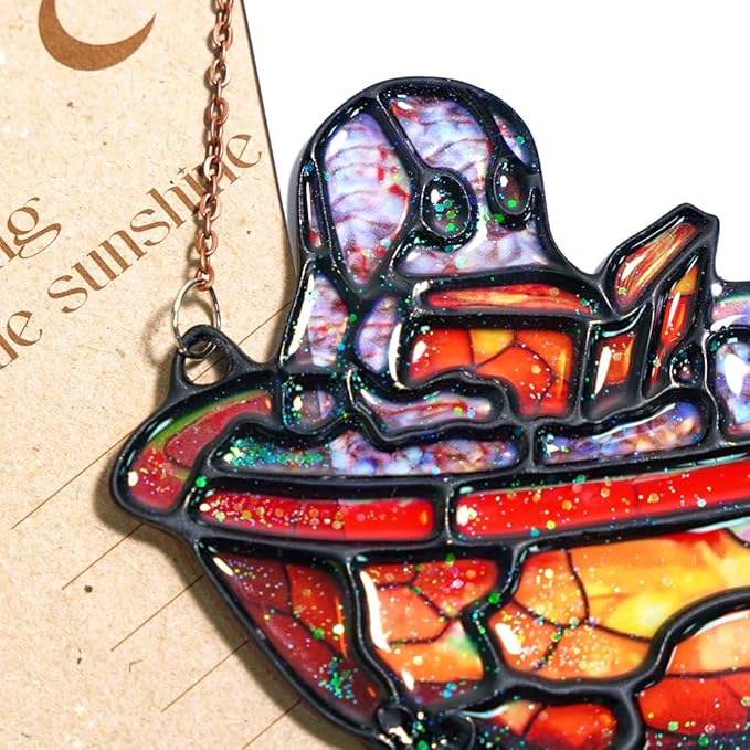 Reading Ghost Handmade Artisan Resin Sun Catcher, Book Suncatchers for Window Hanging, Bookish Gifts for Readers Book Lovers Bookworm, Gift for Mother's Day, Women, Mom, Wife, Grandma