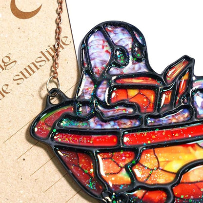 Reading Ghost Handmade Artisan Resin Sun Catcher, Book Suncatchers for Window Hanging, Bookish Gifts for Readers Book Lovers Bookworm, Gift for Mother's Day, Women, Mom, Wife, Grandma