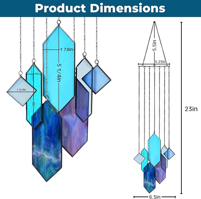 Sensory4u Stained Glass Suncatchers Window Hanging Wall Art Element Earth Tones Modern Design Home Decor Or Garden Suncatcher (Blue)
