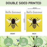 Mugod Bee Honeybee House Flag 28x40 Inch Double Sided Burlap, Hello Summer Large Yard Banner for Outdoor Seasonal Decoration