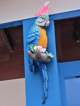coolboy Hanging Parrot Decor,Bird Statues,Tropical Real Resin Bird Figurines,Parrot Sculpture Home Decor,Perfect for Yard Ornaments,Tree Decorations Outdoor,Patio,Lawn,Tree Trunk, Porch