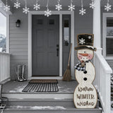 Winter Snowman Porch Sign Wooden Porch Decor Winter Christmas Nutcracker Snowman Front Door Welcome Standing Sign for Xmas Farmhouse Outdoor Yard Wall Hanging Decorations(42 Inch,Rustic)