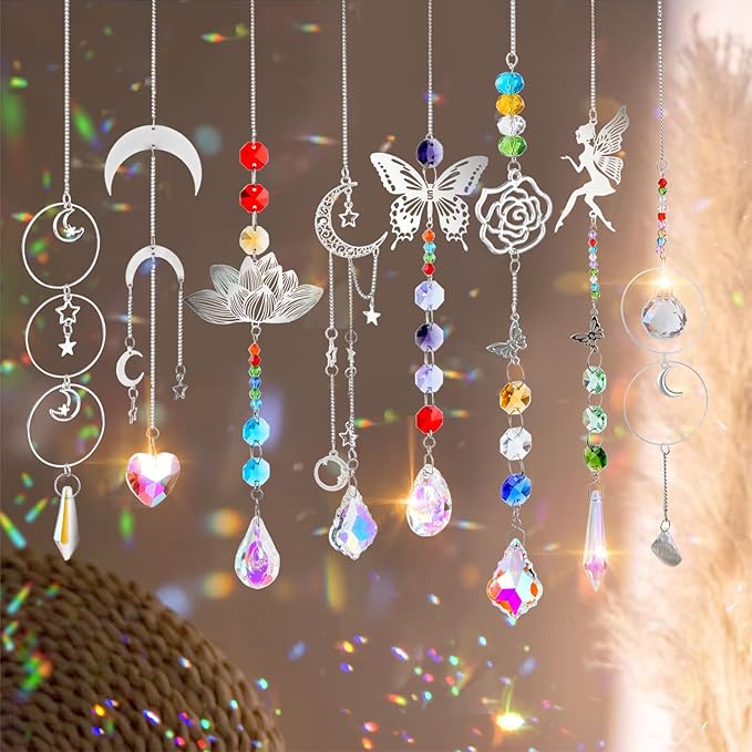 JYNTERPLAY 434Pcs Sun Catchers DIY Making Kit for Adults Arts and Crafts Crystal Suncatcher Hanging Prism Rainbow Maker for Indoor Window Garden Christmas Decor Fairy Lotus