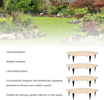 4Pcs Large Stepping Stones,Outdoor Stepping Stones with 24pcs Ground Stakes,Outside Flooring Pavers Decorative for Garden Yard Lawn Pathway Walk Way (Beige)