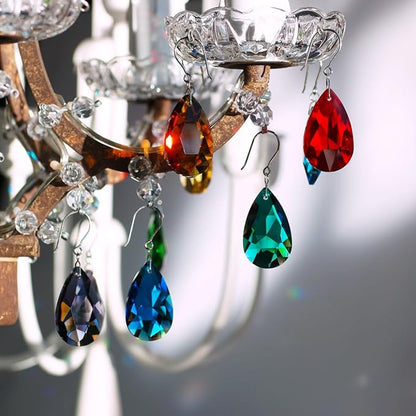 10pcs Teardrop Chandelier Crystals, Coloured 38mm Glass Chandelier Prism Pendant for DIY Jewelry, Suncatcher, Ornament, FengShui Decoration