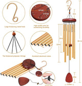 Large Aluminium Wind Chimes Outside, Soothing Melodic Memorial Sympathy Wind Chime, Suitable Outdoor Garden Decor, Gift for Mom Women Neighbors (Gold Wind Chimes-36)