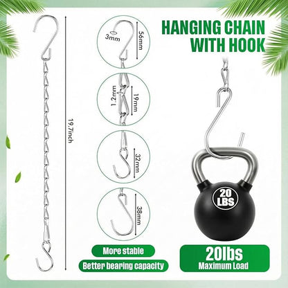 2 Pack Hanging Chain for Bird Feeders, Planters, Lanterns and Ornaments (19.7 Inch, Silver)