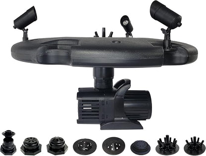 HALF OFF PONDS Floating Fountain, 1.75 HP Pond Aerator, 100 ft Cord, 14,800 GPH Water Pump, 11 Spray Patterns, Energy-Efficient, Color-Changing LED Lights, Large Ponds, Lakes & Water Gardens