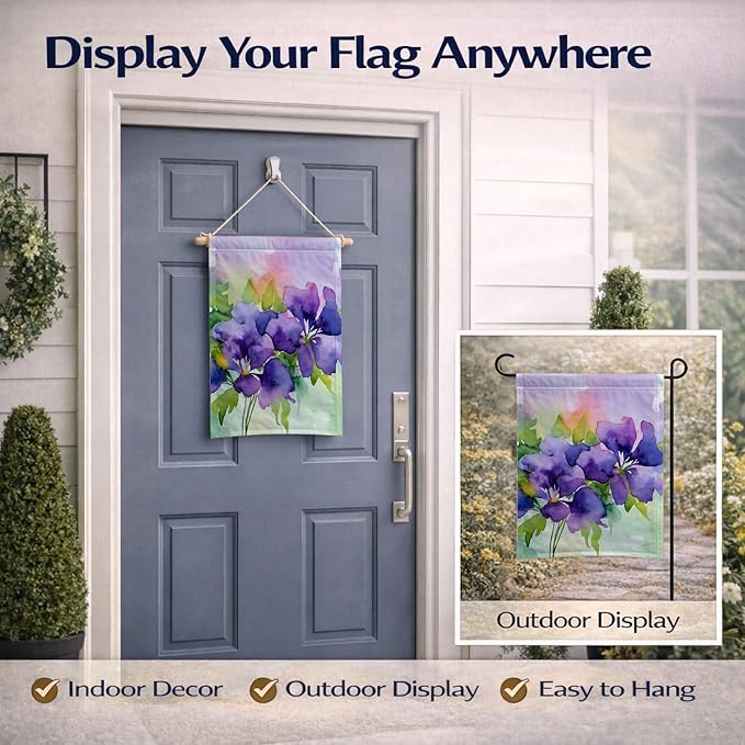 Caroline's Treasures New Jersey Violet in Watercolor Garden Flag Mailbox Flag Decorative Yard Flag Banner Outside Patio Artwork Yard Flower Beds, Garden Size, Multicolor