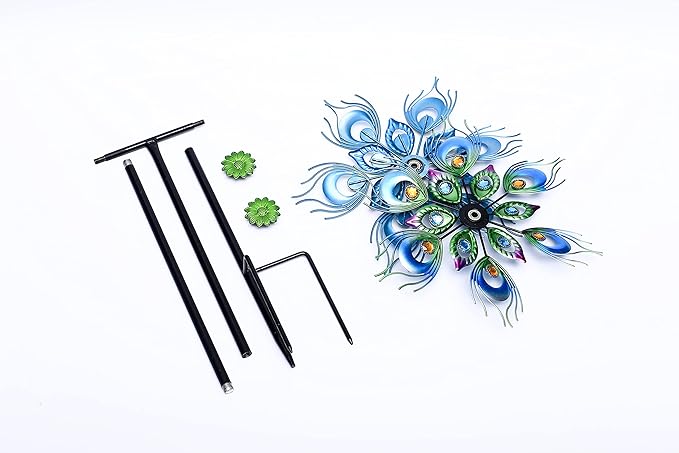 Peacock Wind Spinner, 48Inch Double Wind Sculpture, Wind Sculptures & Spinners Outdoor Metal Stake Yard Spinners, Garden Wind Catcher Wind Mills, Lawn&Garden…