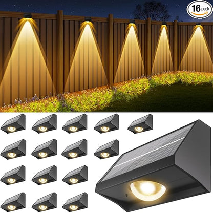 Solar Fence Lights Outdoor Waterproof High Brightness LED Spot Lens Deck Lights 7 Mode Warm & Cool White RGB Solar Powered Wall Lighting Decor for Outside Patio Step Backyard Railing Pool - 16 Pack