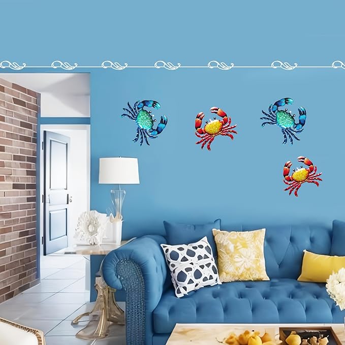 WPCJREU Crab Iron Wall Art - Marine Style Decorative Piece for Garden, Kitchen, Patio & Home Entrance - Ocean-Themed Metal Sculpture for Coastal & Nautical Spaces(B)