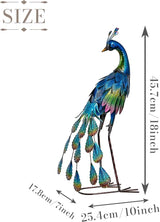 TERESA'S COLLECTIONS Garden Decor, Peacock Garden Decor, Elegant Peacock with Colorful Painting,18", Waterproof Metal Garden Statues, Peacock Gifts, Birthday Gifts for Women Mom