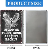 Gun Sign for Home Security No Trespassing Private Property Metal Tin Sign Patriotic Americana Wall Decor for Gun Room Firing Ranges Man Cave Garage Gun Lovers Gift 8" x 12", In God We Trust